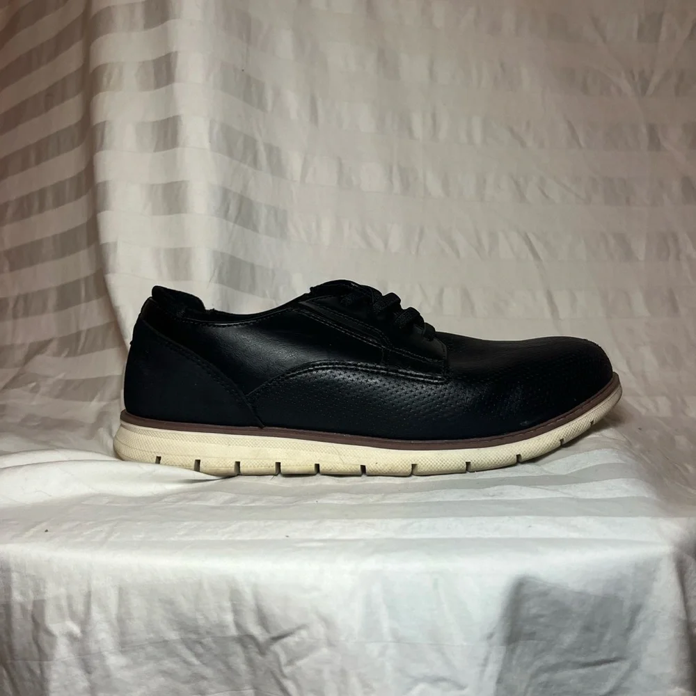 Crown Vintage Boys Black Lace Up Perforated Hybrid Dress Shoes Sneakers